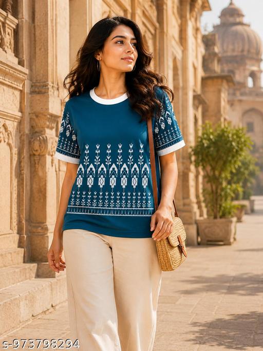 Women Printed Oversized T Shirt | Casual Round Neck Half Sleeve Graphic Printed Tee | Loose Fit Trendy Summer T-Shirt for Women & Girls - Velora online store 