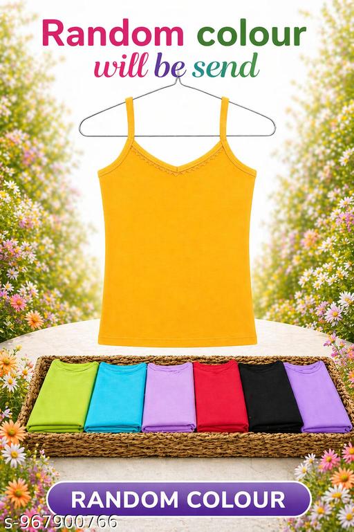 (Pack of 3 ) New Stylish Best Quality Pure cotton Classy girl kids semis Sleevless Printed Regular Fit cotton innerwear Daily wear, Spaghetti, Camisoles & Vests combo Pack multicolor. - Velora online store 