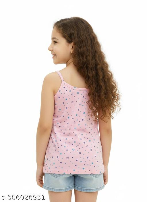  Pack of 6 Girls Cotton Blend Printed Camisoles | Comfortable Sleeveless Slips for Kids, Nightwear & Sports - Velora online store 