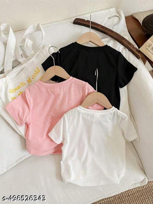 Damn Gud Girls Multicolor Cotton T-shirts Pack Of 3 | Kids Combo T-Shirt  - M Y V E L O R A
