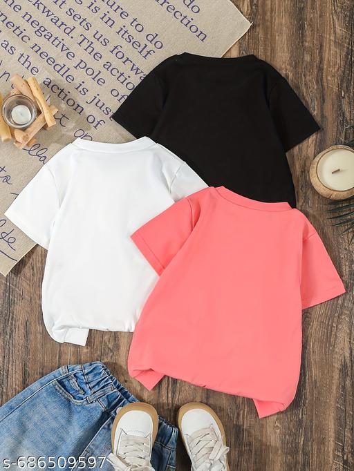 Damn Gud Girls Multicolor Cotton T-shirts Pack Of 3 | Kids Combo T-Shirt - Velora online store 