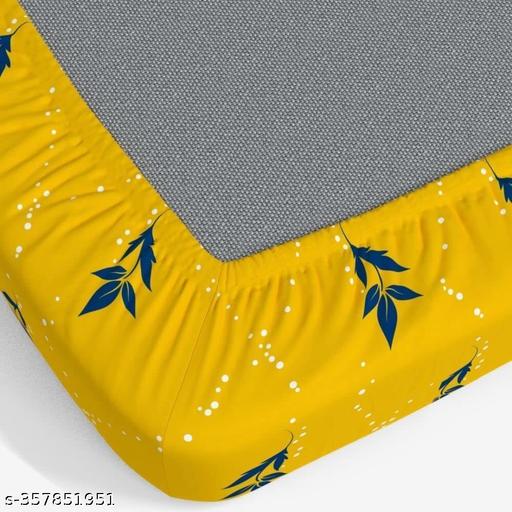 Super Soft Glace Cotton All Round Elastic Fitted Double Bed Bedsheet with 2 Pillow Covers-72x78x8 Inches-fiteed_Double ( 1 pillow cover With single bedsheet )   - Velora online store 