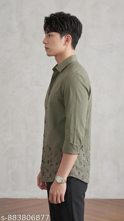 Green Floral Print Shirt Men Mens Stylish Green Floral Print Mens Shirt Noir Blossom Shirt Green Floral Shirt - Velora online store 