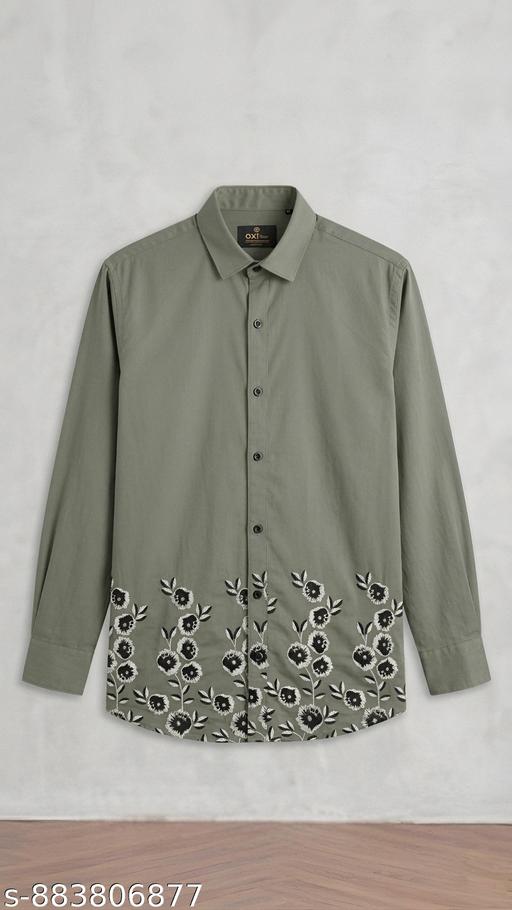 Green Floral Print Shirt Men Mens Stylish Green Floral Print Mens Shirt Noir Blossom Shirt Green Floral Shirt - Velora online store 