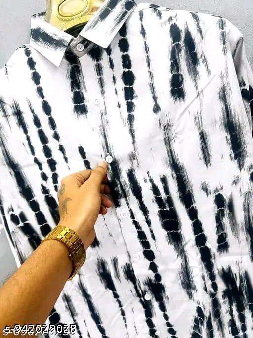 Men’s Tie-Dye Casual Shirt | Brown & White Printed Shirt | Stylish Full Sleeve Shirt for Men - Velora online store 