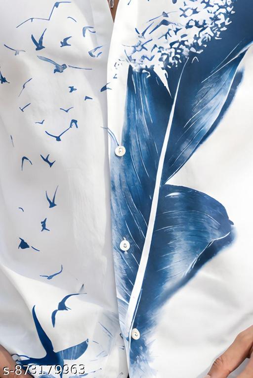 Men Stylish Printed Shirt | White Lycra Casual Shirt for Men Full Sleeve | Slim Fit Party Wear Shirt for Men | Trendy Designer Printed Shirt for Boys - Velora online store 