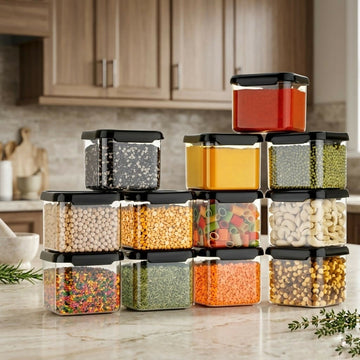 Premium Stackable Airtight Container Set of 12 | Kitchen Food Storage Jars for Grains - Velora online store 