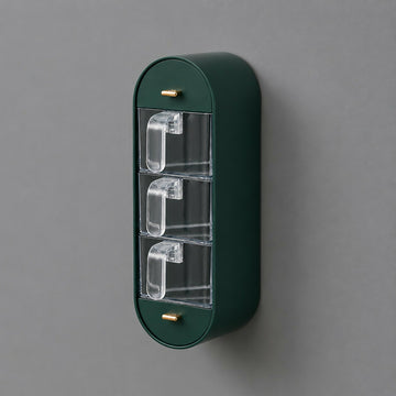 Dark Green Wall Mounted 3 Layer Spice Storage Box Kitchen Seasoning Organizer - Velora online store 