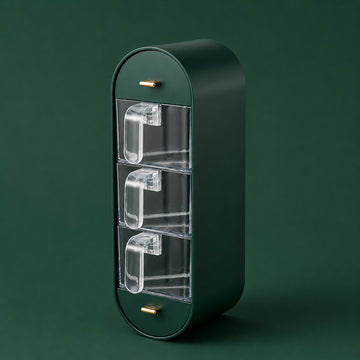 Dark Green Wall Mounted 3 Layer Spice Storage Box Kitchen Seasoning Organizer - Velora online store 