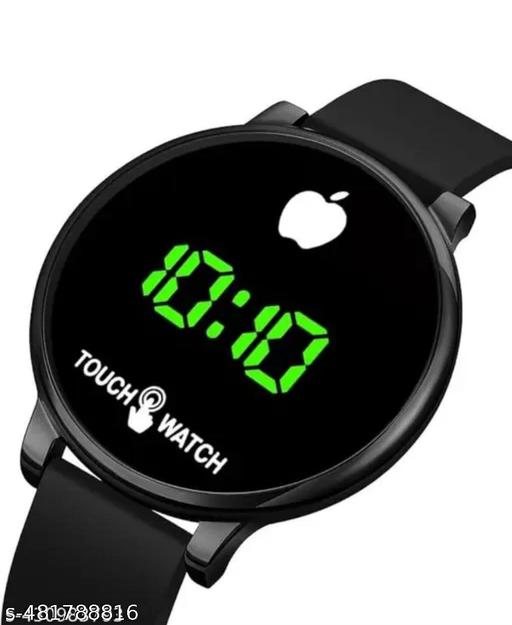 Top Trendy Touch Screen Digital Green LED Black Color Round dial Watch for boys & Girls - Velora online store 