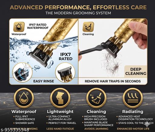 Trimmer Men Professional Cordless instantly rechargeable For Beard, Hairs, Moustache & Face, Electric T Blade Zero Gapped Shaving Machine Men's Grooming Kit.(PACK OF 1) - Velora online store 