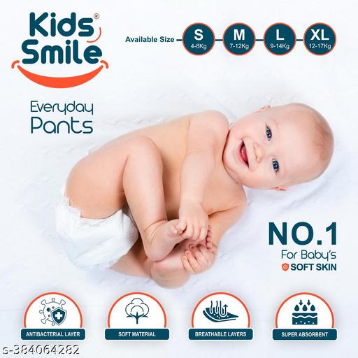 Kids Smile Baby Pants: Gentle & Rash-Free Diapering Experience - Premium Cotton Soft Diapers with Dual-Layer Protection, Up to 12 Hrs Absorption, High Absorbency, Ideal for Small(S) Size, 3-8kg Weight - 48 Count - Velora online store 