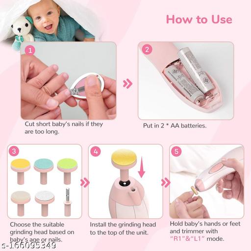 KPGROVE� New Baby Nail File Electric || Baby Nail Trimmer with 6 Grinding Heads Safe for Newborn Baby Baby Nail Clippers with Light || Electric Baby Nail Trimmer - Velora online store 