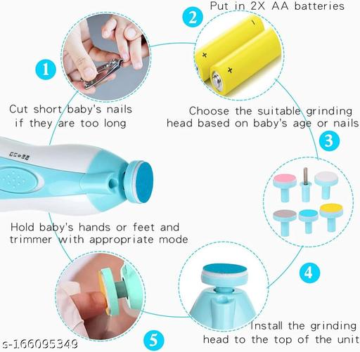 KPGROVE� New Baby Nail File Electric || Baby Nail Trimmer with 6 Grinding Heads Safe for Newborn Baby Baby Nail Clippers with Light || Electric Baby Nail Trimmer - Velora online store 