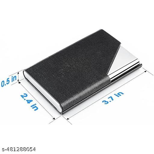 PU Leather & Stainless Steel Pocket Size Multi Business Visiting Card Holder Debit Credit Card Case for Men & Women (Pack of 1) - Velora online store 