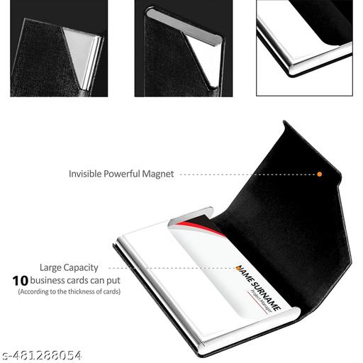 PU Leather & Stainless Steel Pocket Size Multi Business Visiting Card Holder Debit Credit Card Case for Men & Women (Pack of 1) - Velora online store 