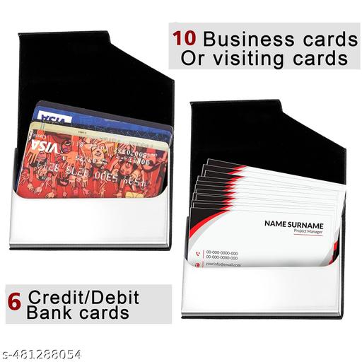 PU Leather & Stainless Steel Pocket Size Multi Business Visiting Card Holder Debit Credit Card Case for Men & Women (Pack of 1) - Velora online store 