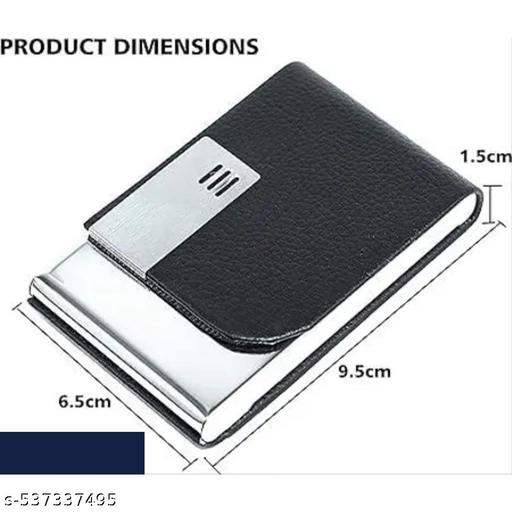 Professional Stainless Steel & Pu Leather Unisex Business Card Holder for Credit|Debit|ATM|Business Visiting Card Holder (Pack of 1, Black) - Velora online store 
