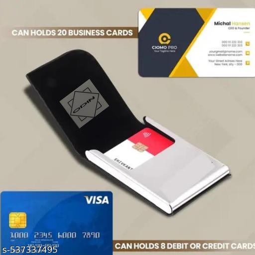 Professional Stainless Steel & Pu Leather Unisex Business Card Holder for Credit|Debit|ATM|Business Visiting Card Holder (Pack of 1, Black) - Velora online store 