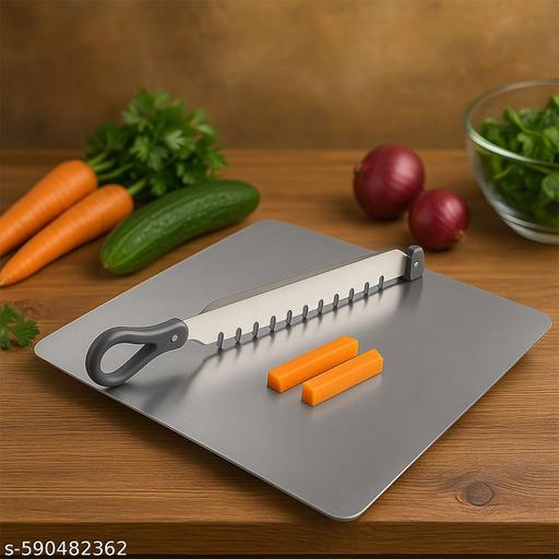 Stainless Steel Multifunctional Cut & Chop Vegetable Slicer Tool – Adjustable Cutting Guide With Ergonomic Handle For Uniform Slicing Of Carrots, Cucumbers, Beans & Vegetables (Pack Of 1) - Velora online store 