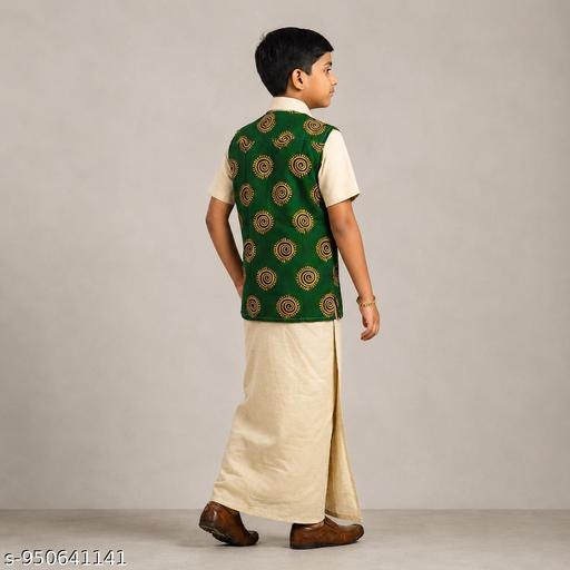 Boys Matching Half Sleeves Shirt with Fancy Flexi Dhoti Combo Brave Boy - Velora online store 