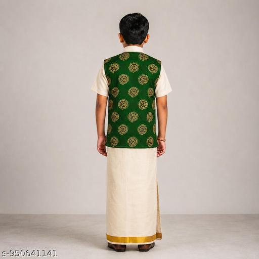 Boys Matching Half Sleeves Shirt with Fancy Flexi Dhoti Combo Brave Boy - Velora online store 