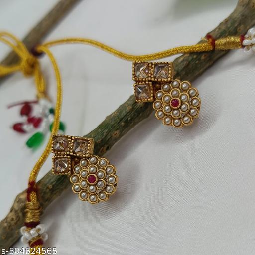 Premium Quality Brass Necklace Set With Earrings and Maantika For Women & Girls - Velora online store 