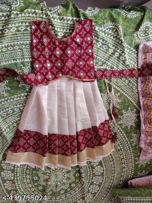 Kerala traditional kid's pattupavada set (with or without work, self design may vary depending on availability) - Velora online store 