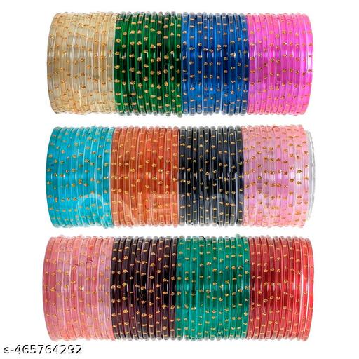 Fancy Resham Glass Bangles 12 Colours 120 Bangles Set - Velora online store 