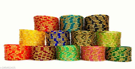 Multicolor glass bangle set of 144 - Velora online store 