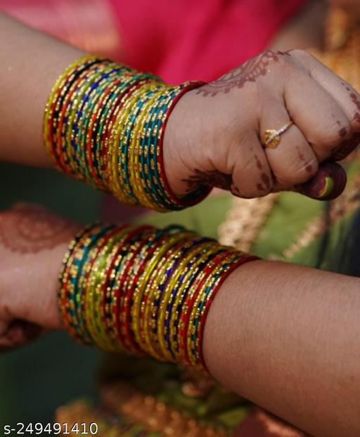Multicolor glass bangle set of 144 - Velora online store 