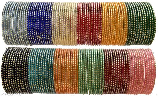 Multicolor glass bangle set of 144 - Velora online store 