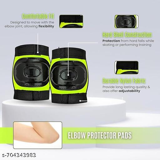  Protective Set Guard Protection kit with Knee, Elbow and Wrist Guards (Set of 6) Suitable to Kids of Age 6-15 Years for Skating, Cycling, Roller Skating (Skating Kit green) - Velora online store 
