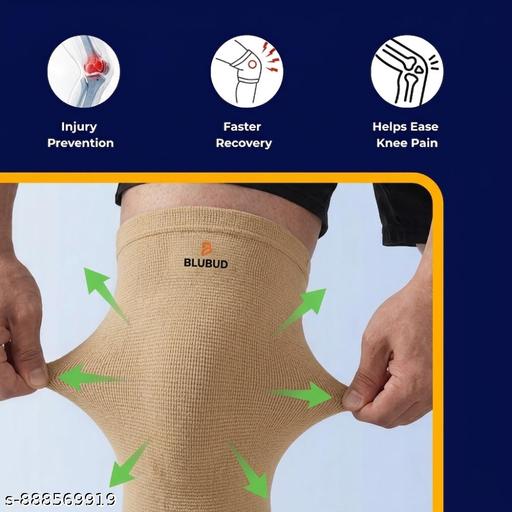 BLUBUD Knee Cap for Pain Relief | Orthopedic Knee Support for Men & Women | Gym, Running, Arthritis Support (1 Pair, Beige) - Size L - Velora online store 