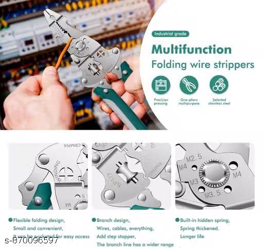 9-in-1 Multifunctional Stainless Steel Wire Plier Cutting Multi-Purpose Electrical Stripping Tool Wire Stripper and Intelligent Voltage Tester Pen Multi-function LED Test Pen (Combo) - Velora online store 
