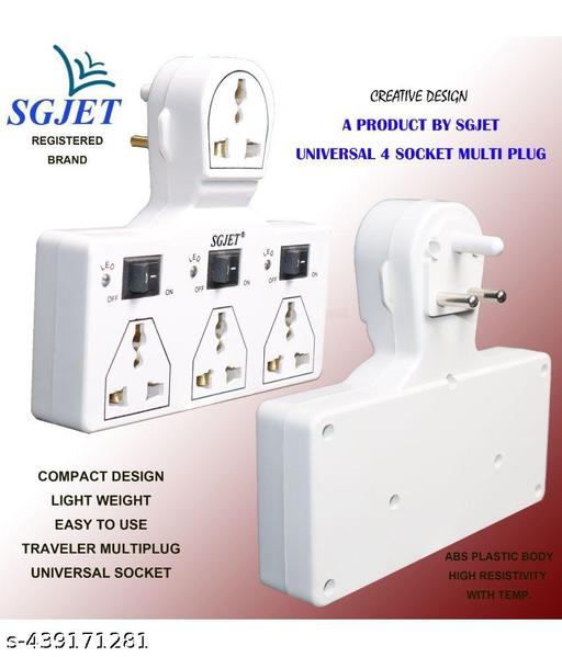 4 Universal Socket 3 Switch Multi Plug Extension Board(Traveler Multi Plug Extension) - Velora online store 