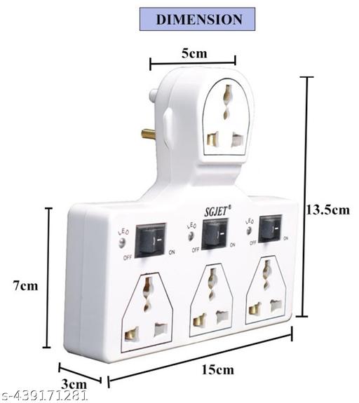 4 Universal Socket 3 Switch Multi Plug Extension Board(Traveler Multi Plug Extension) - Velora online store 