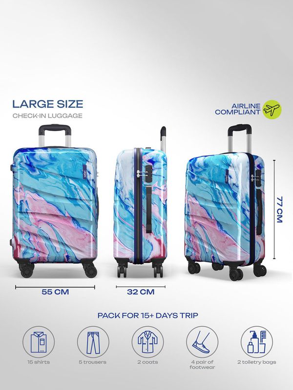 Safari hue printed trolley bag check-in suitcase 8 wheels - 30 inch - Velora online store 