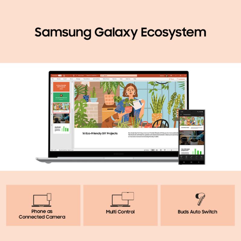 Samsung galaxy book4 metal intel core i5 13th gen 1335u - (8 gb/512 gb ssd/windows 11 home) np750xgj-kg1in / np750xgj-lg1in / np750xgj-lg6in thin and light laptop - Velora online store 