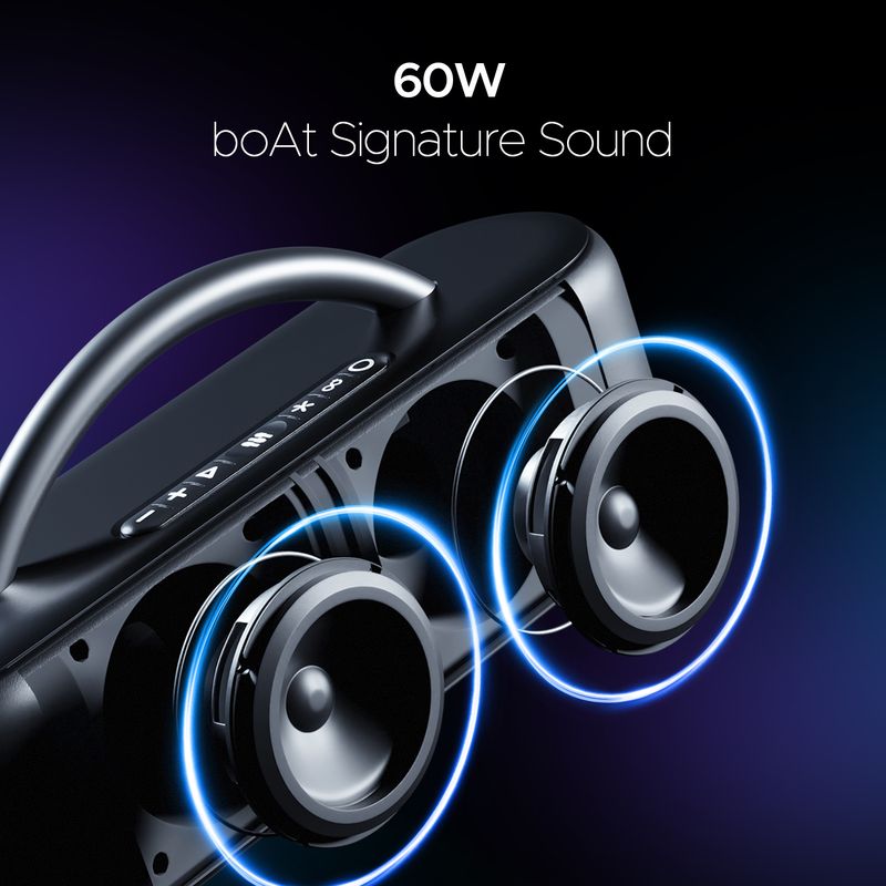 Boat stone lumos w/ led projection, 9hrs playback,hearables app support,dual eq modes 60 w bluetooth party speaker - Velora online store 