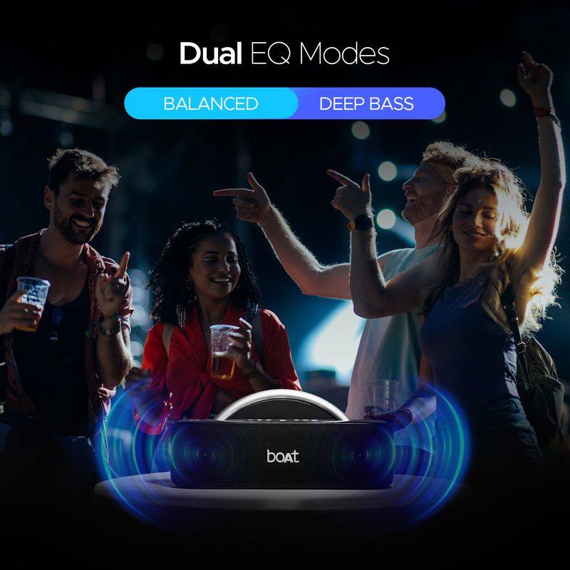 Boat stone lumos w/ led projection, 9hrs playback,hearables app support,dual eq modes 60 w bluetooth party speaker - Velora online store 