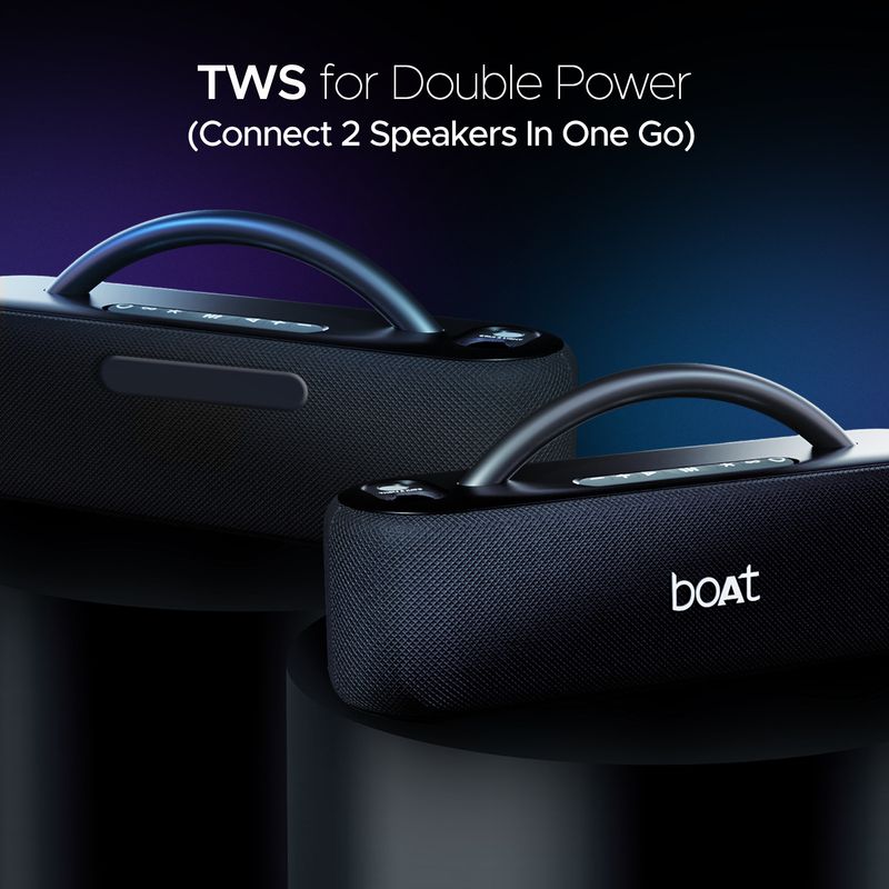 Boat stone lumos w/ led projection, 9hrs playback,hearables app support,dual eq modes 60 w bluetooth party speaker - Velora online store 
