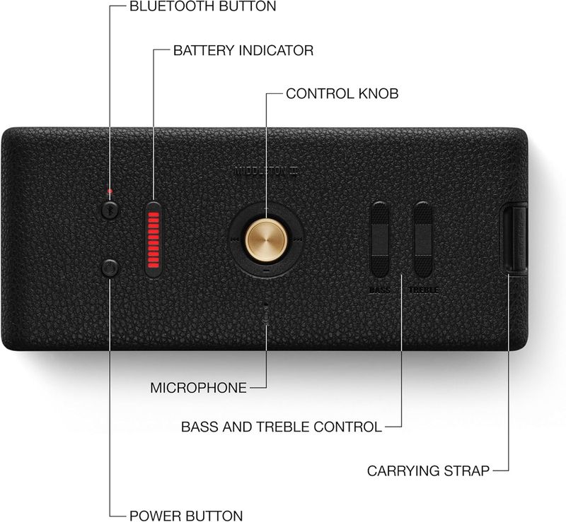 Marshall middleton ii portable, over 30 hours playtime, ip67 waterproof 80 w bluetooth party speaker - Velora online store 
