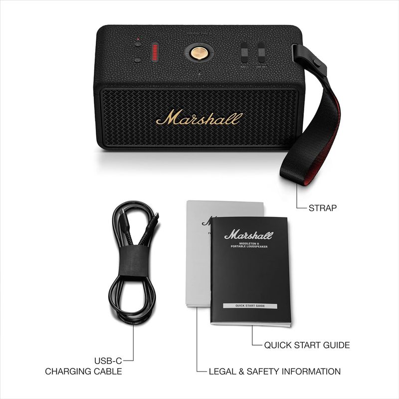 Marshall middleton ii portable, over 30 hours playtime, ip67 waterproof 80 w bluetooth party speaker - Velora online store 