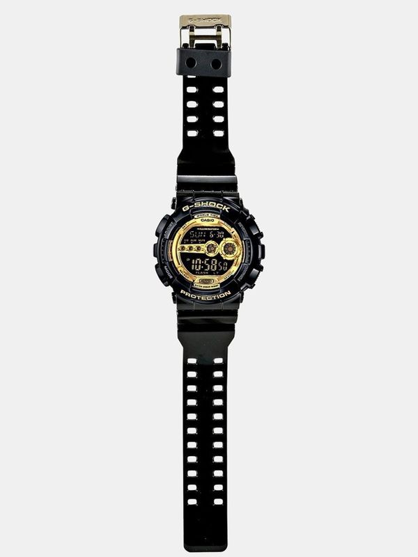 Casio gd-100gb-1dr g-shock gd-100gb-1dr black-gold dial black resin strap digital watch  - for men - Velora online store 
