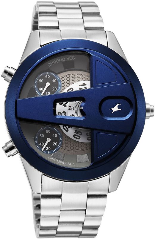 Fastrack watches overdrive fastrack overdrive micromotor quartz white dial silver ss metal strap analog watch  - for men - Velora online store 