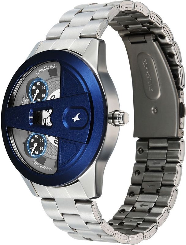 Fastrack watches overdrive fastrack overdrive micromotor quartz white dial silver ss metal strap analog watch  - for men - Velora online store 
