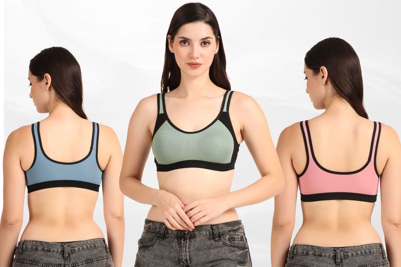 Lufiya pack of 3 women sports non padded bra - Velora online store 
