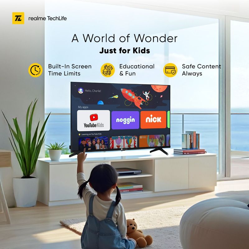 Realme techlife 109 cm (43 inch) qled ultra hd (4k) smart google tv with 5.0 with dolby atmos, and 40 w downfiring speaker - Velora online store 