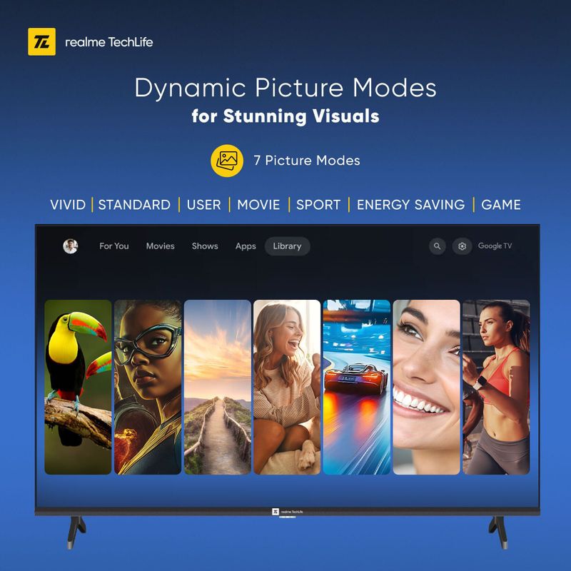 Realme techlife 109 cm (43 inch) qled ultra hd (4k) smart google tv with 5.0 with dolby atmos, and 40 w downfiring speaker - Velora online store 